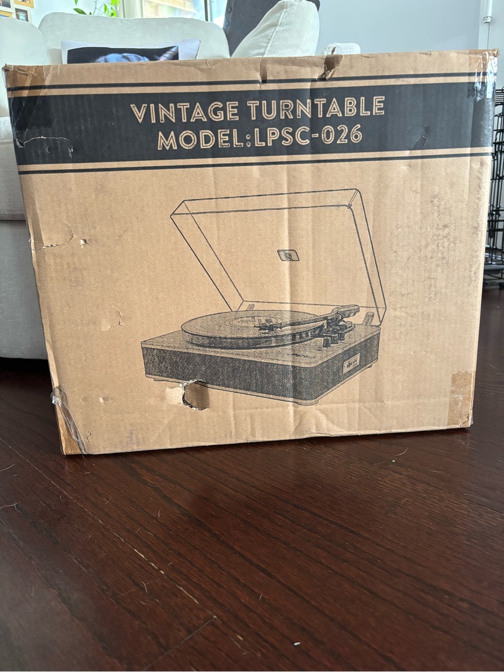 Vintage Turntable Model LPSC-026 Portable Record Player in Brown